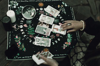 Tarot cards and crystals are used for divination