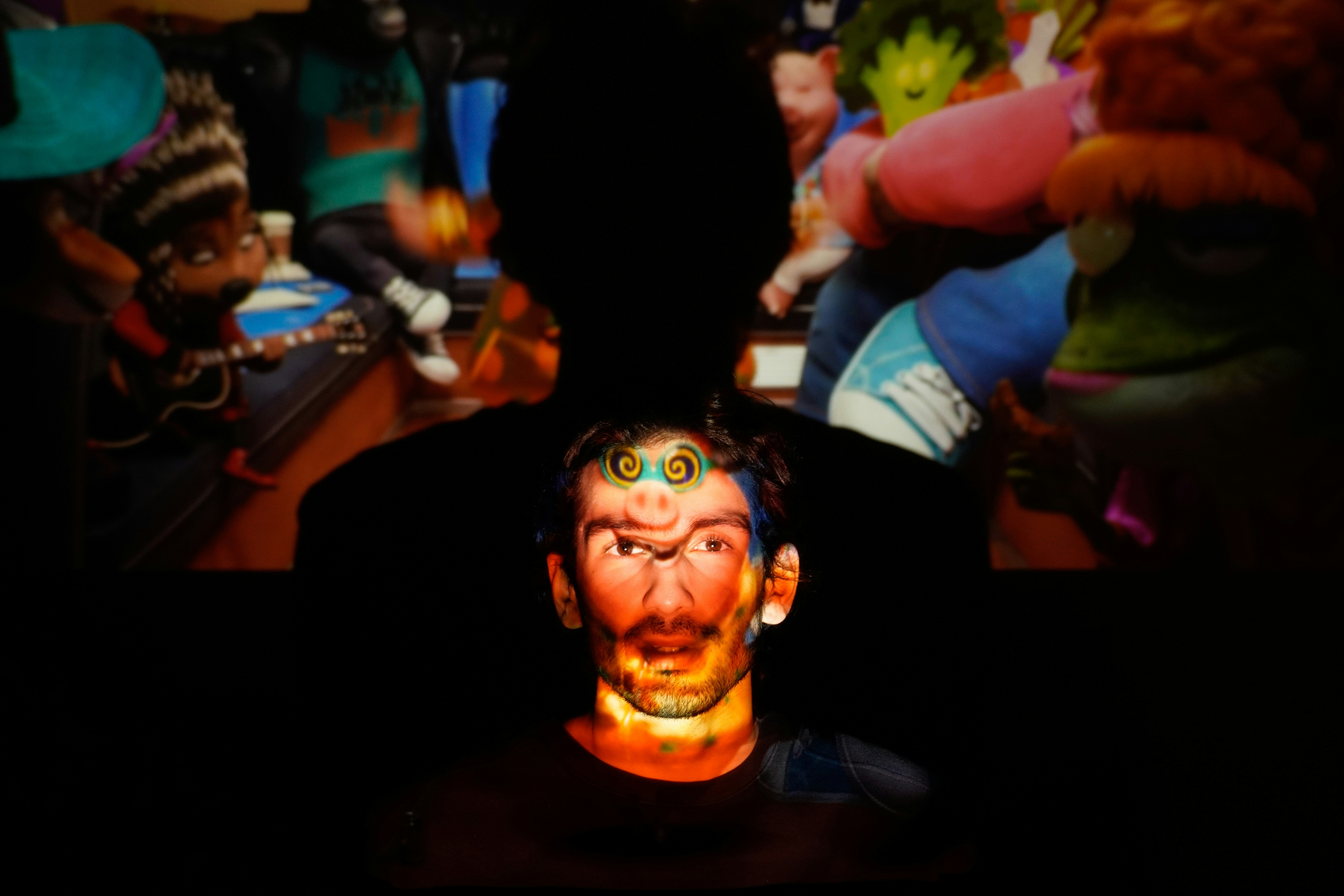 Interactive talking avatar interface on futuristic digital screen