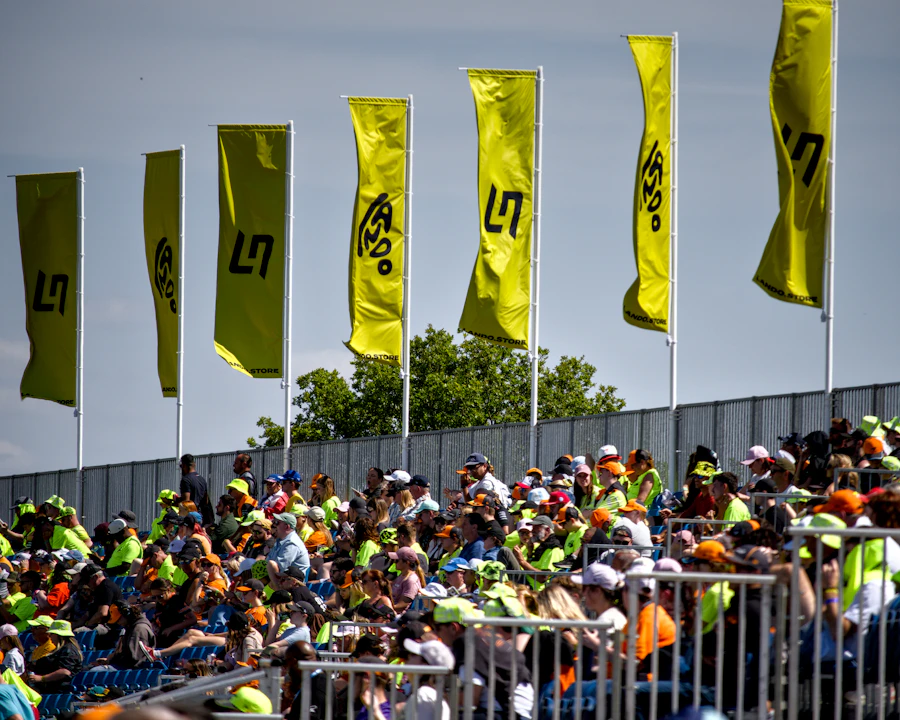 Packed grandstands at an F1 race