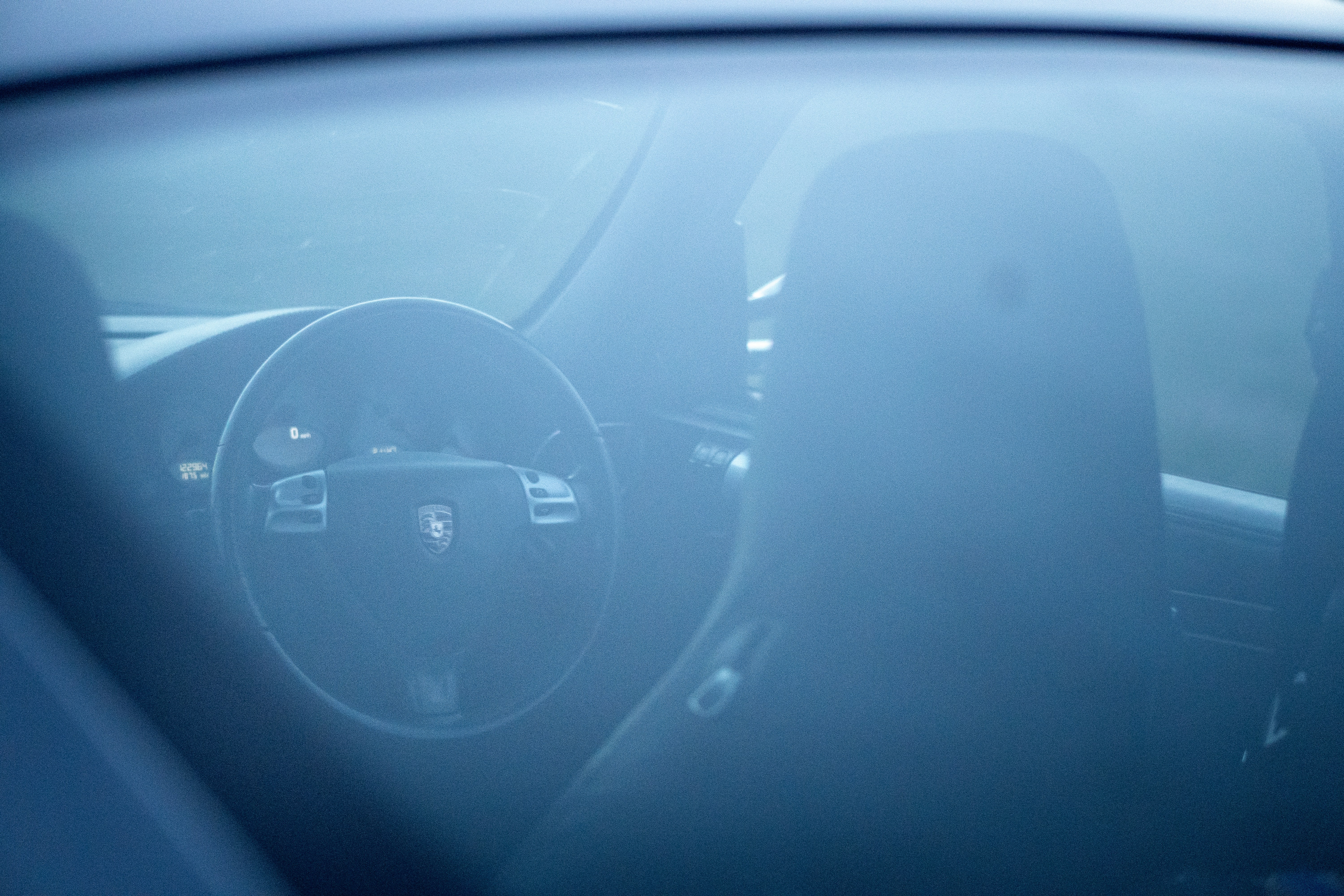 Car interior through window