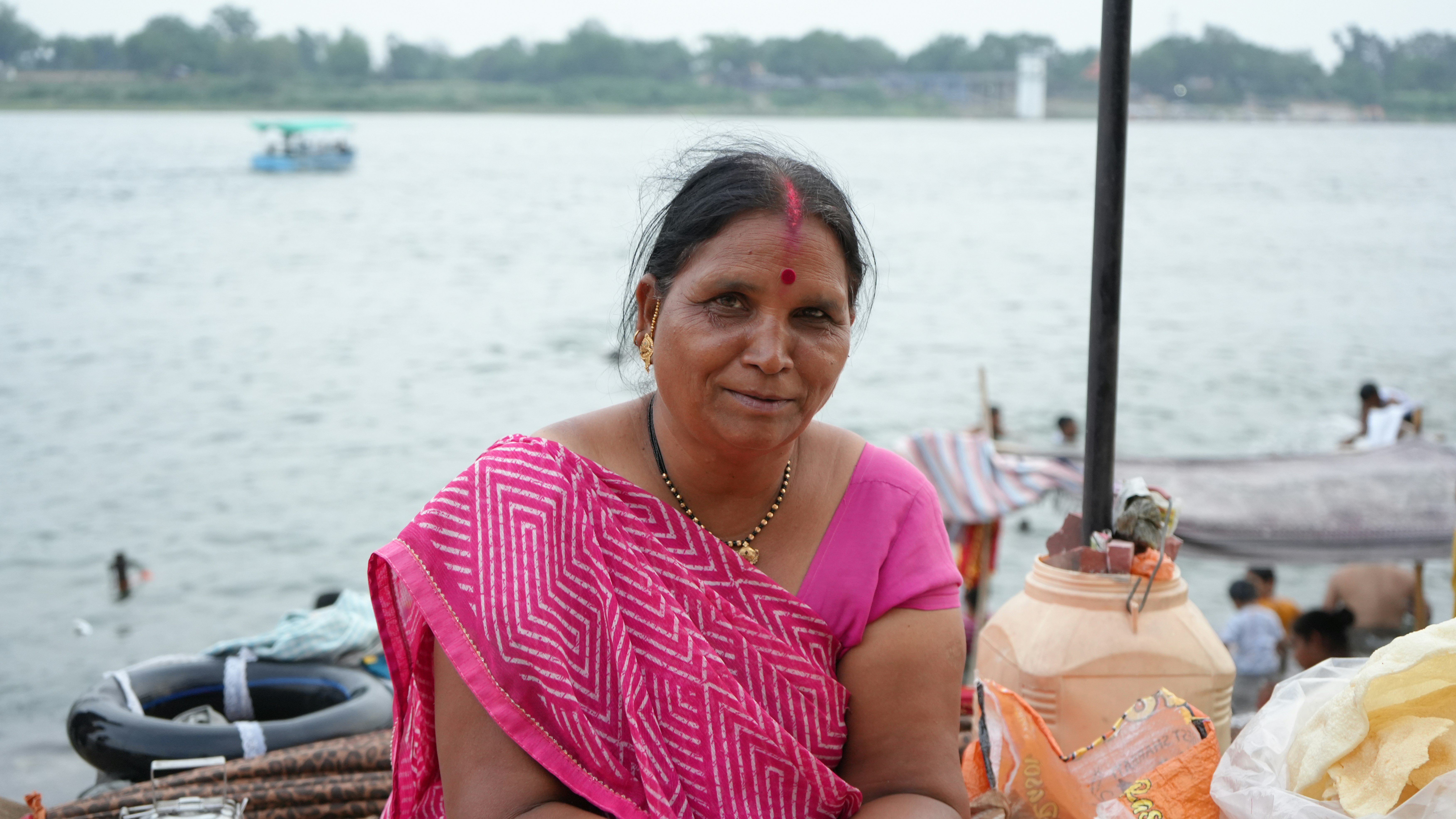 Successful woman entrepreneur in pink sari