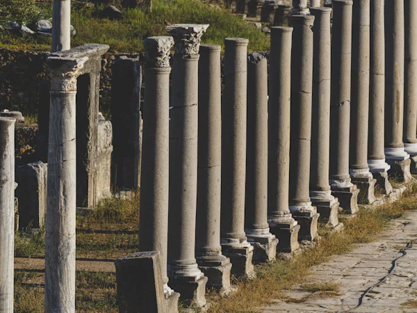 Rows of ancient stone columns