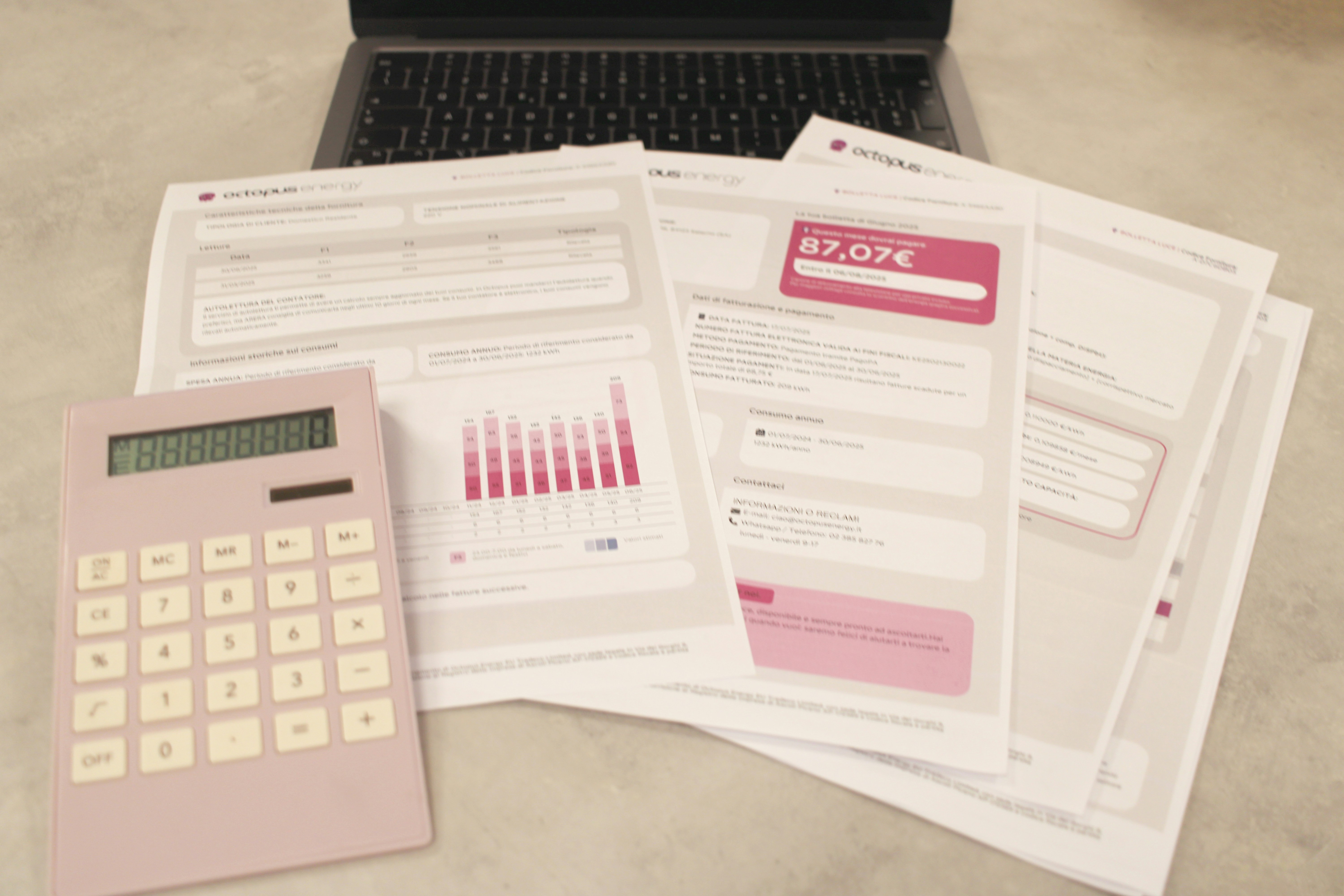 Office documents for an unpaid customer invoice