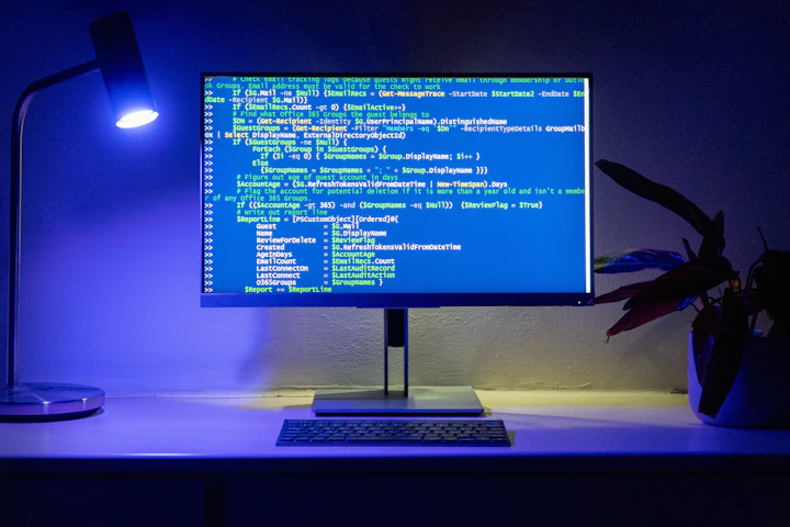 コードエディタを表示したコンピューター画面