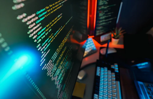 Close-up of a computer screen showing software code