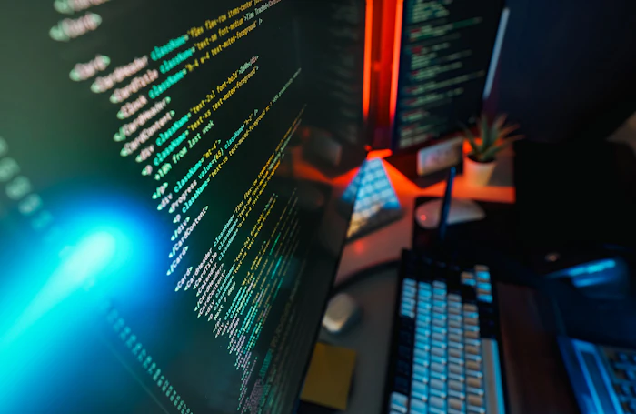 Close-up of a computer screen showing software code