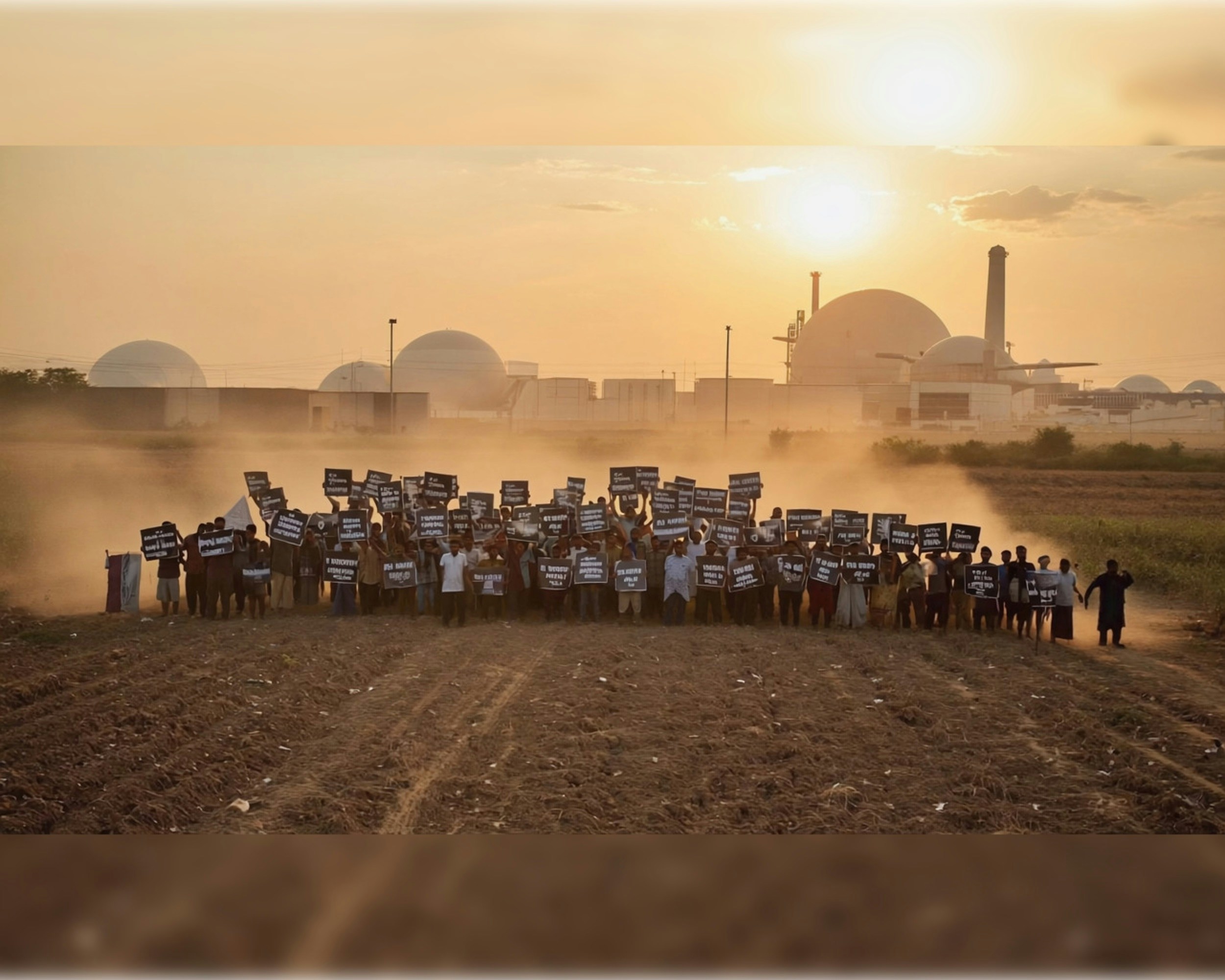 Protesters gathered near a nuclear power plant