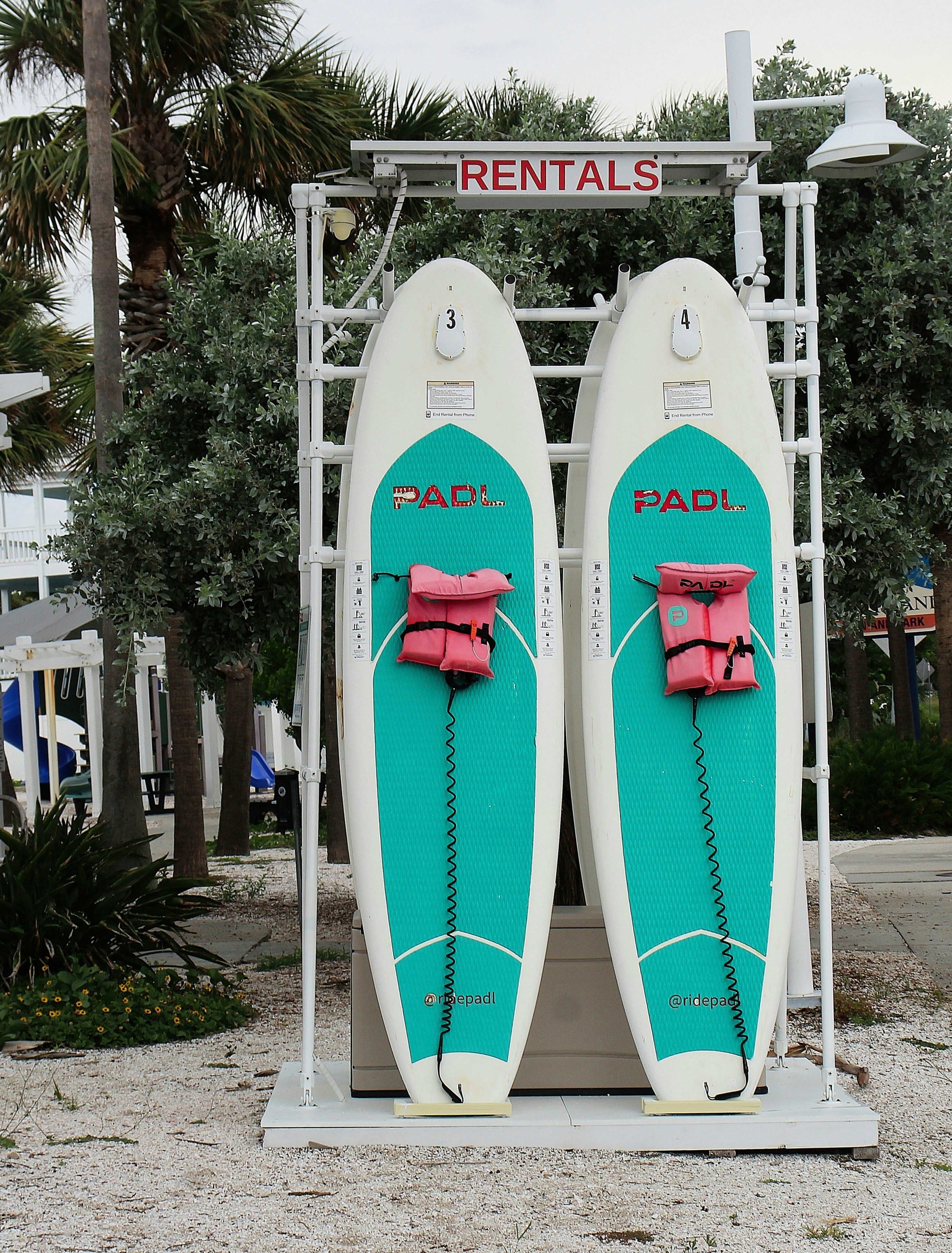 Stand-up paddleboards are available for rent.