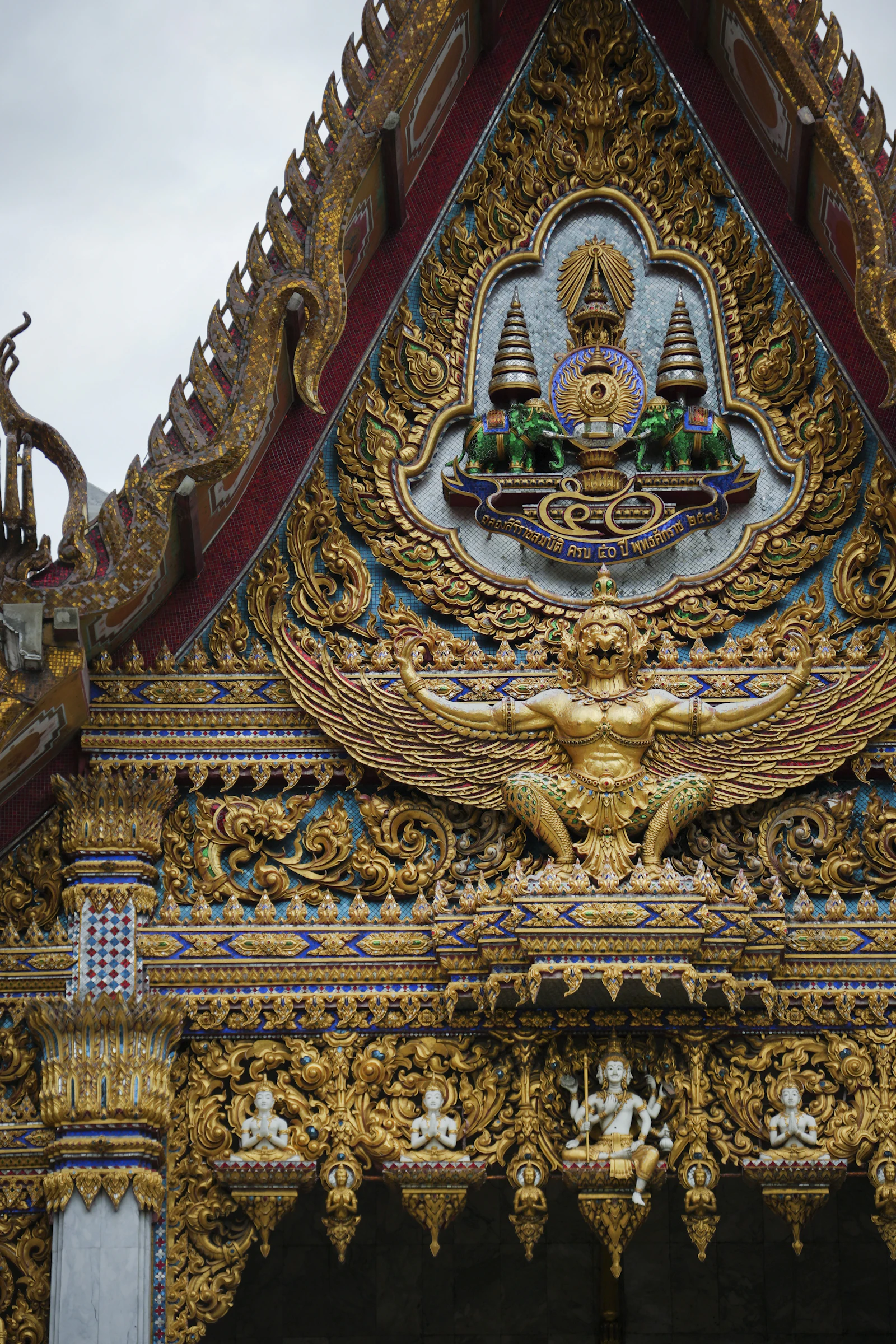 Detail of a golden Lao temple roof