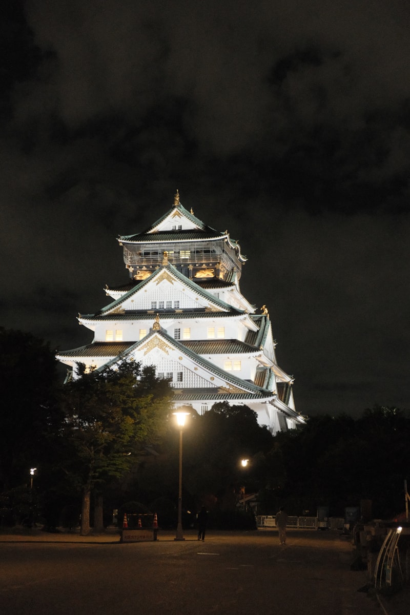 Osaka cityscape, Osaka Castle, city hall, ballot box, government building