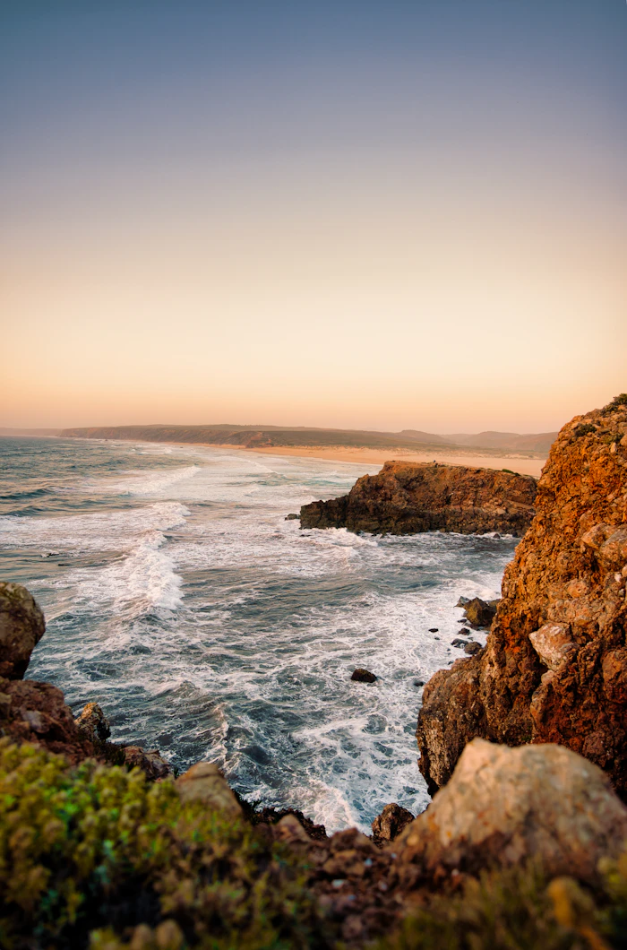 Coastal cliffs at sunset in Portugal