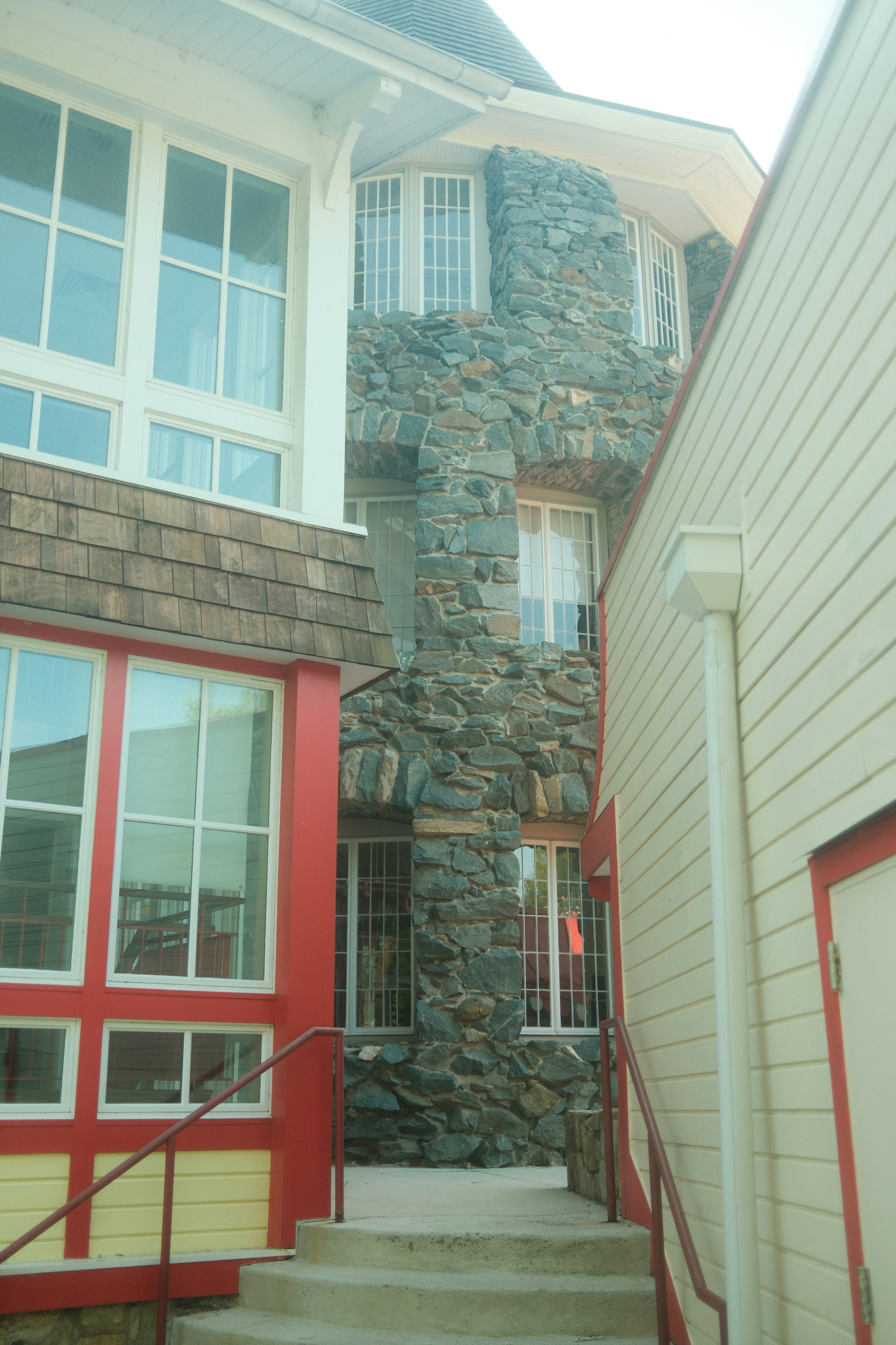 Buildings with different architectural styles are next to each other.