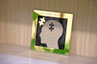 A jigsaw puzzle head represents thinking.