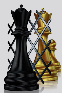 Chess pieces are trapped behind bars