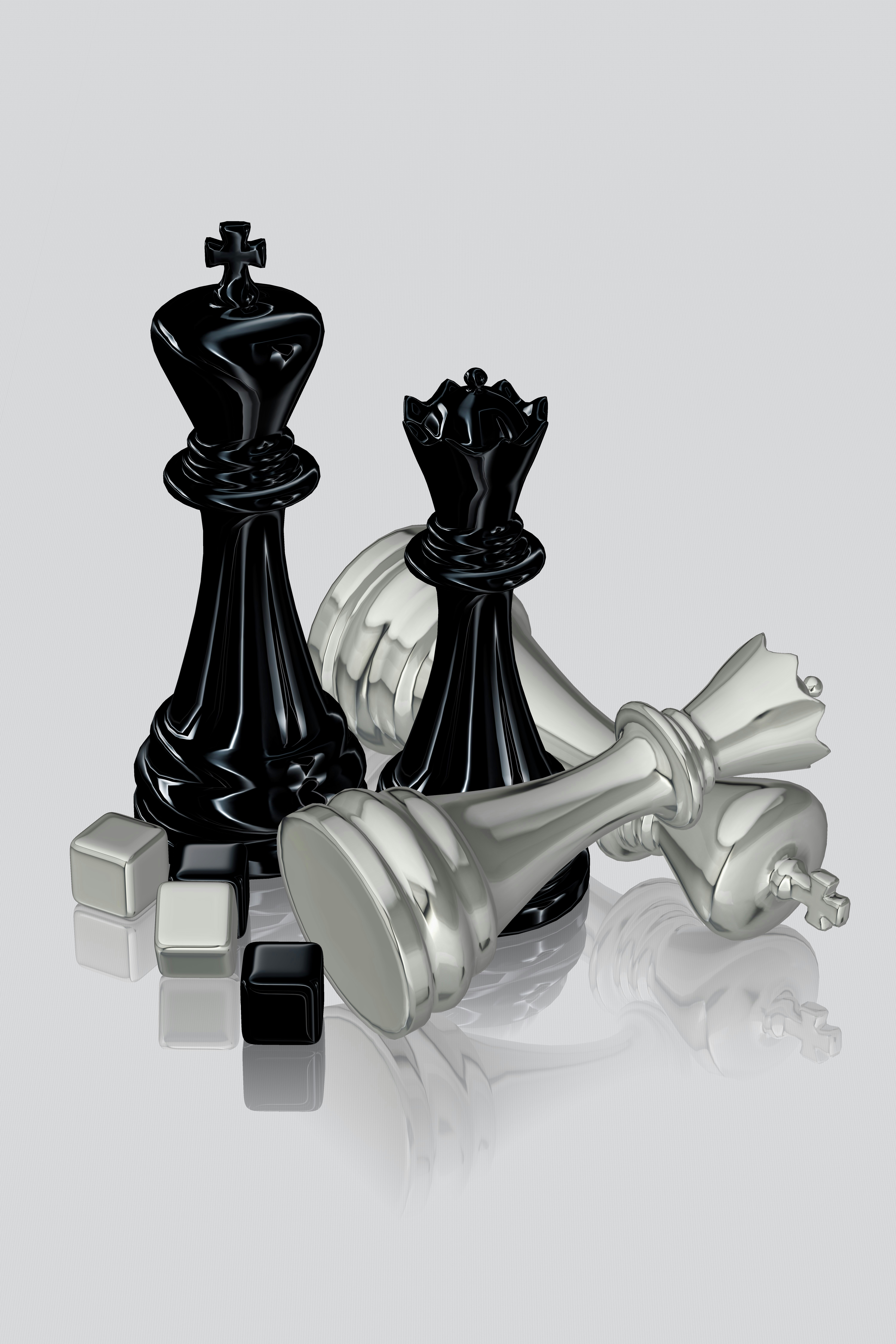 Chess Scene - The Tragic Loss of the White Queen and King