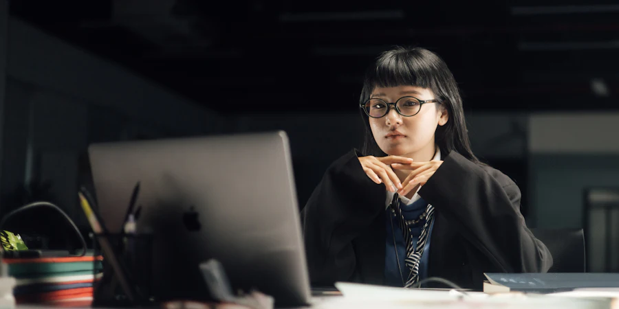 Woman working on a laptop