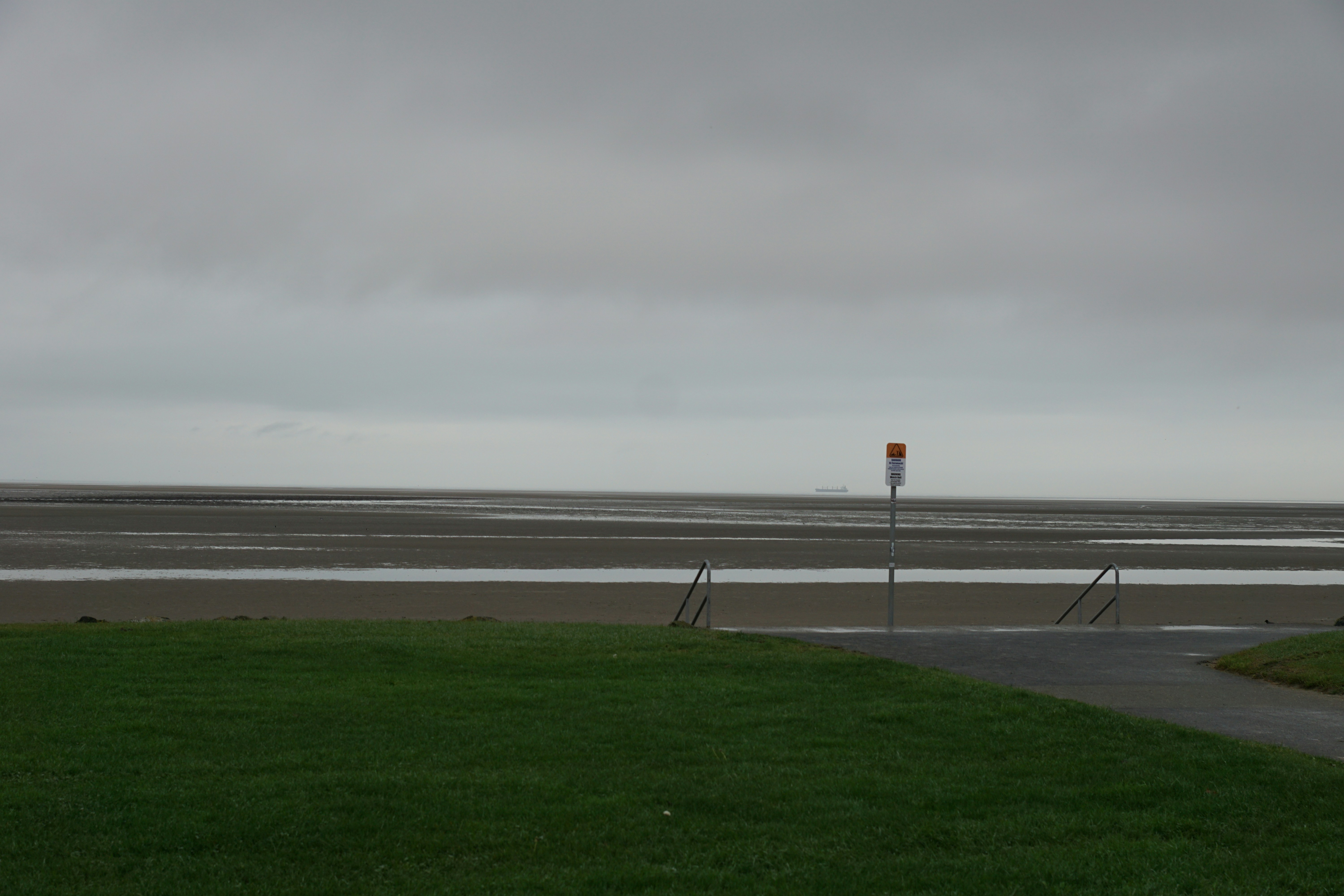 A gray day at the sandy beach.