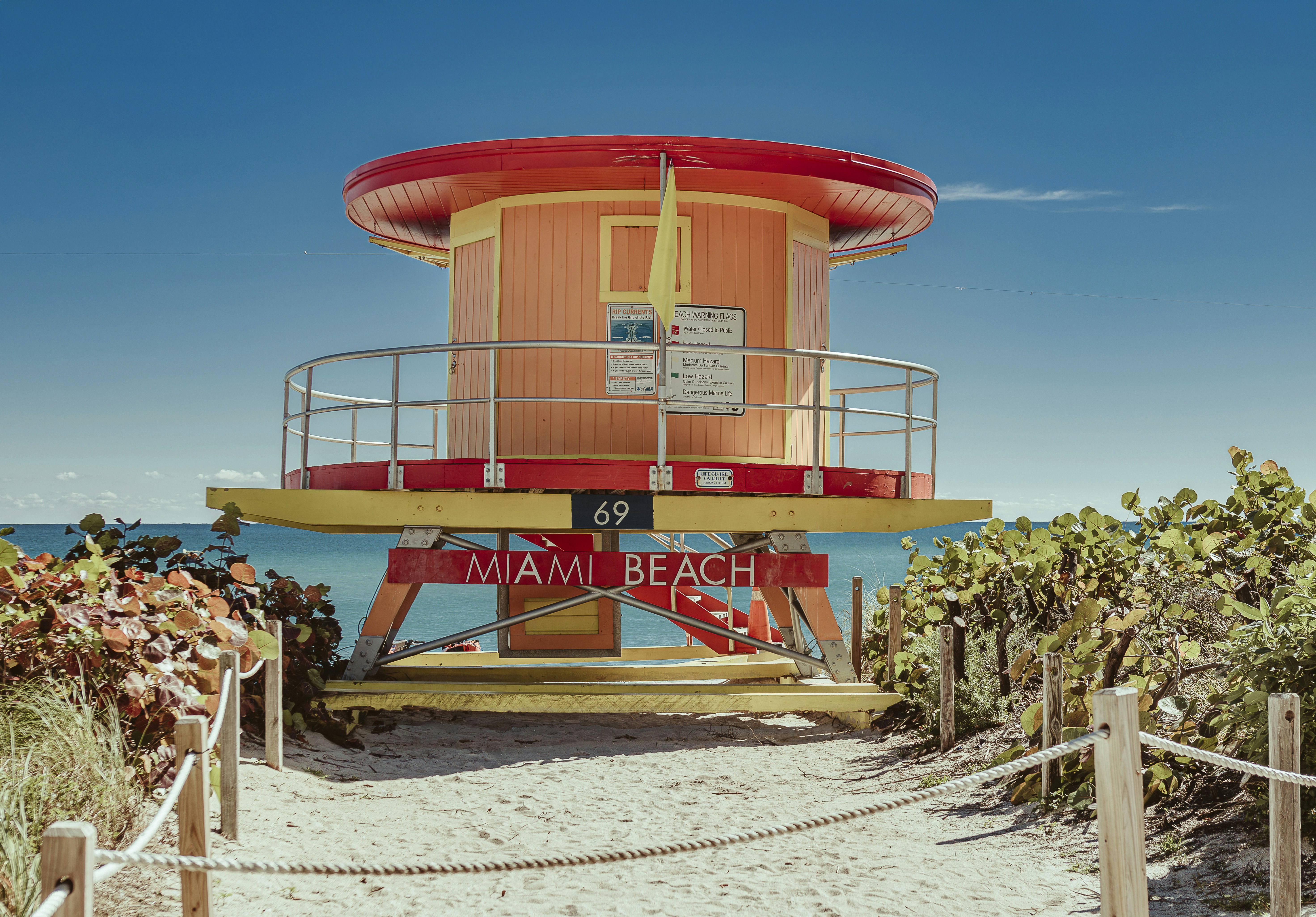 Miami beach lifeguard station stands tall.