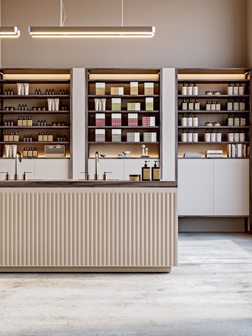 Beauty products on a retailer's shelves