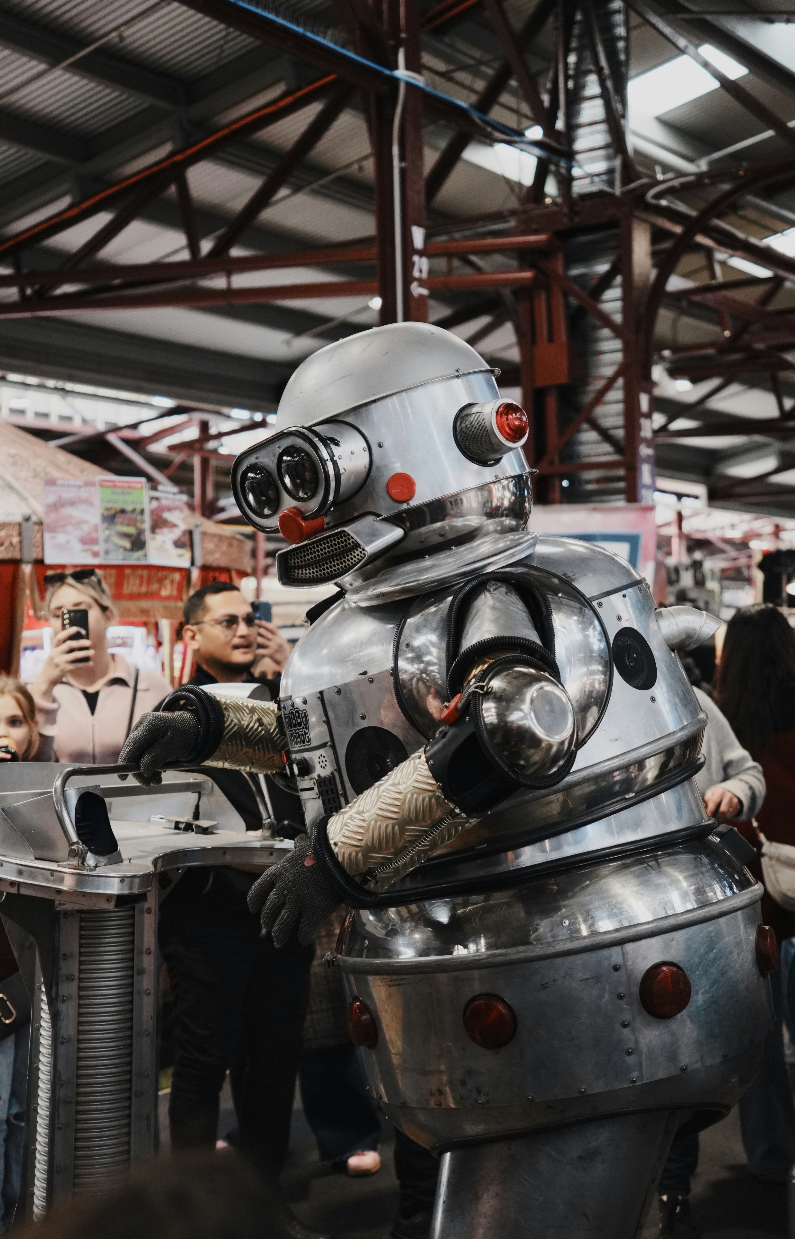 A robot performer entertains the crowd.