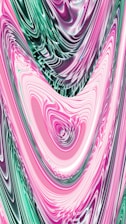 Abstract design featuring pink, green and white colors.
