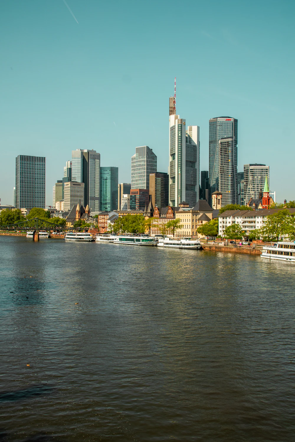The Frankfurt skyline seen across the Main river, near Bad Homburg