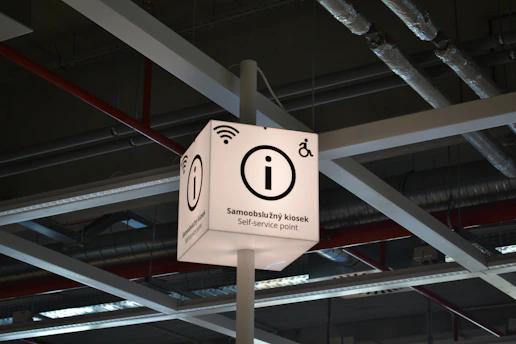 Information sign indicating services offered.