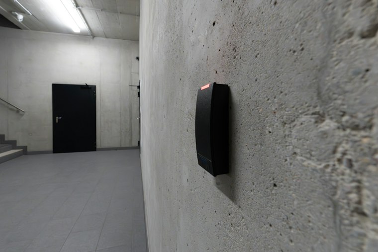 Access control card reader on a door