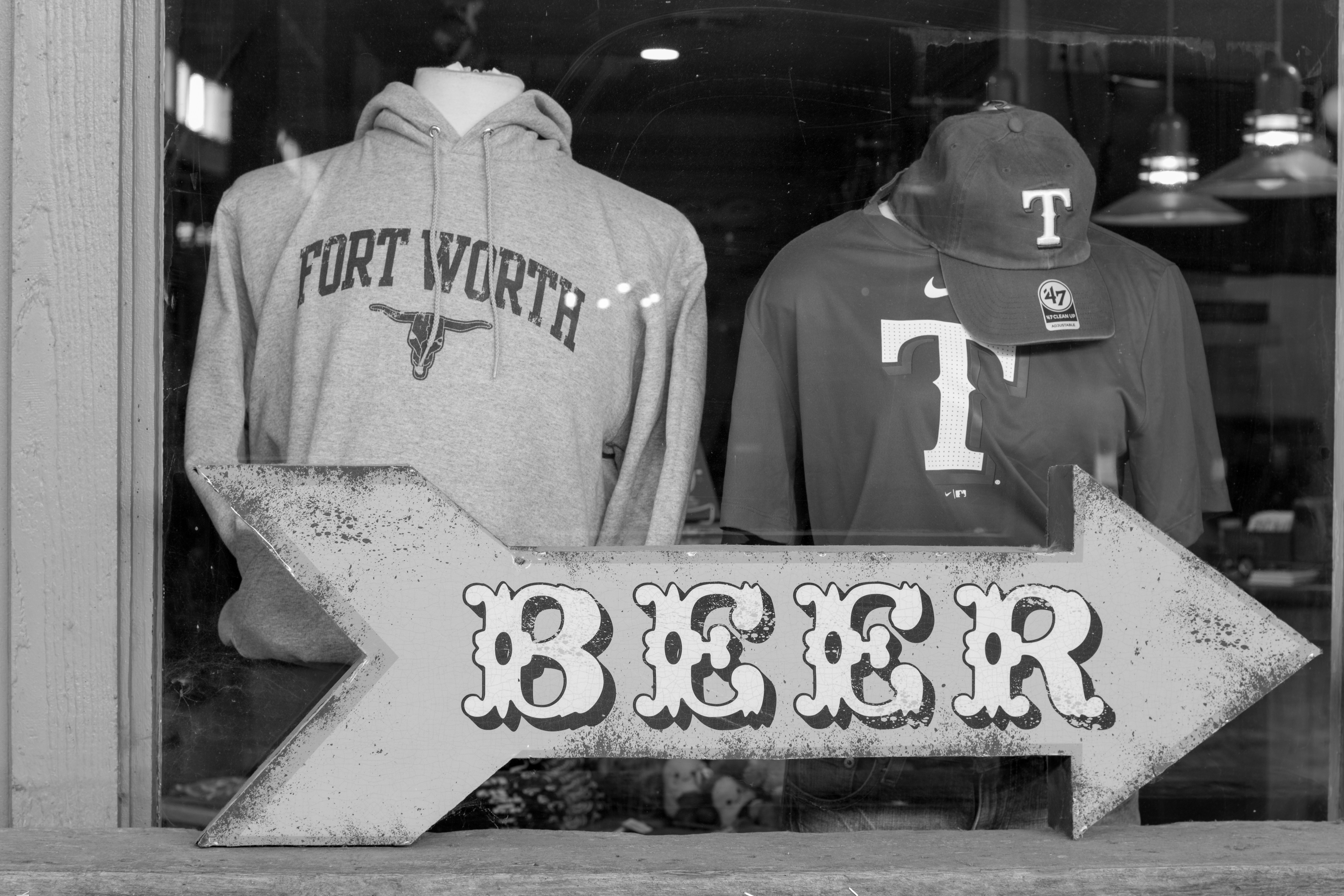Fort worth apparel and beer sign.