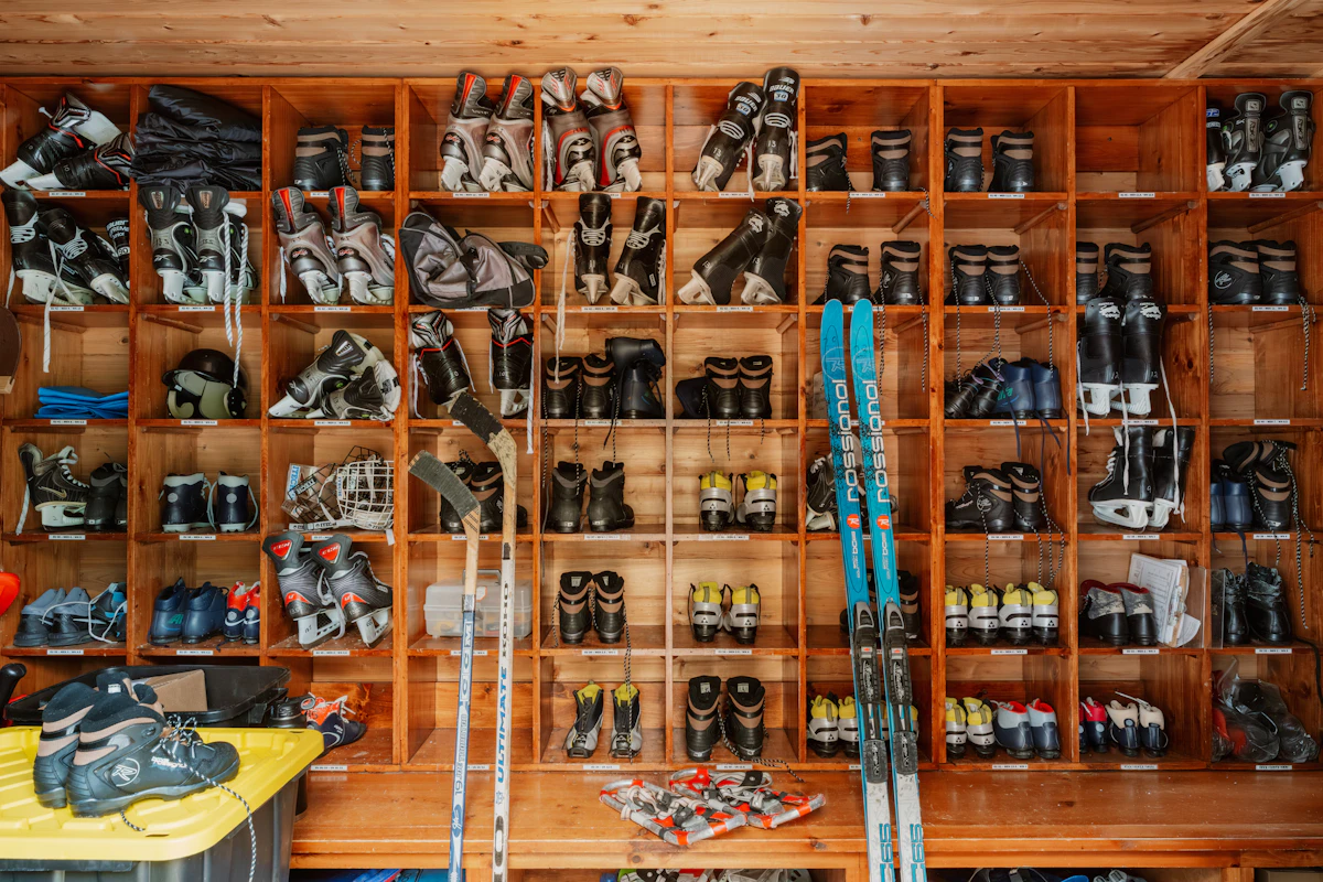 Ski and snowboard rental gear prepared for a Japan ski trip