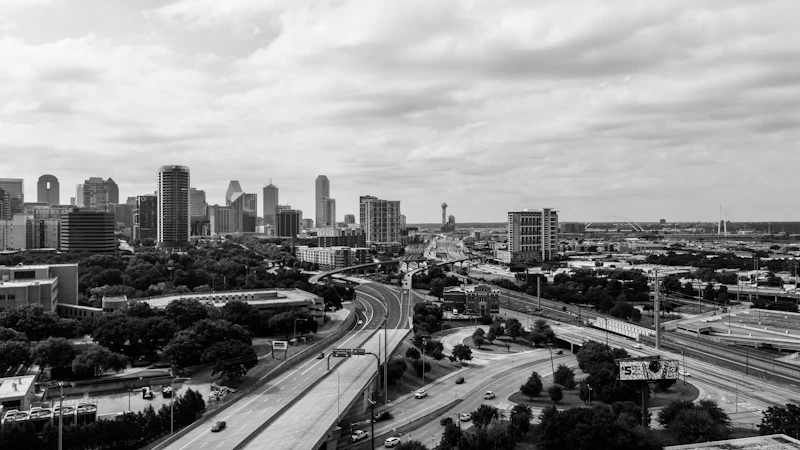Aerial drone view of Dallas, Texas cityscape