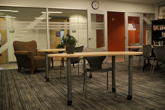 An empty library or study room.