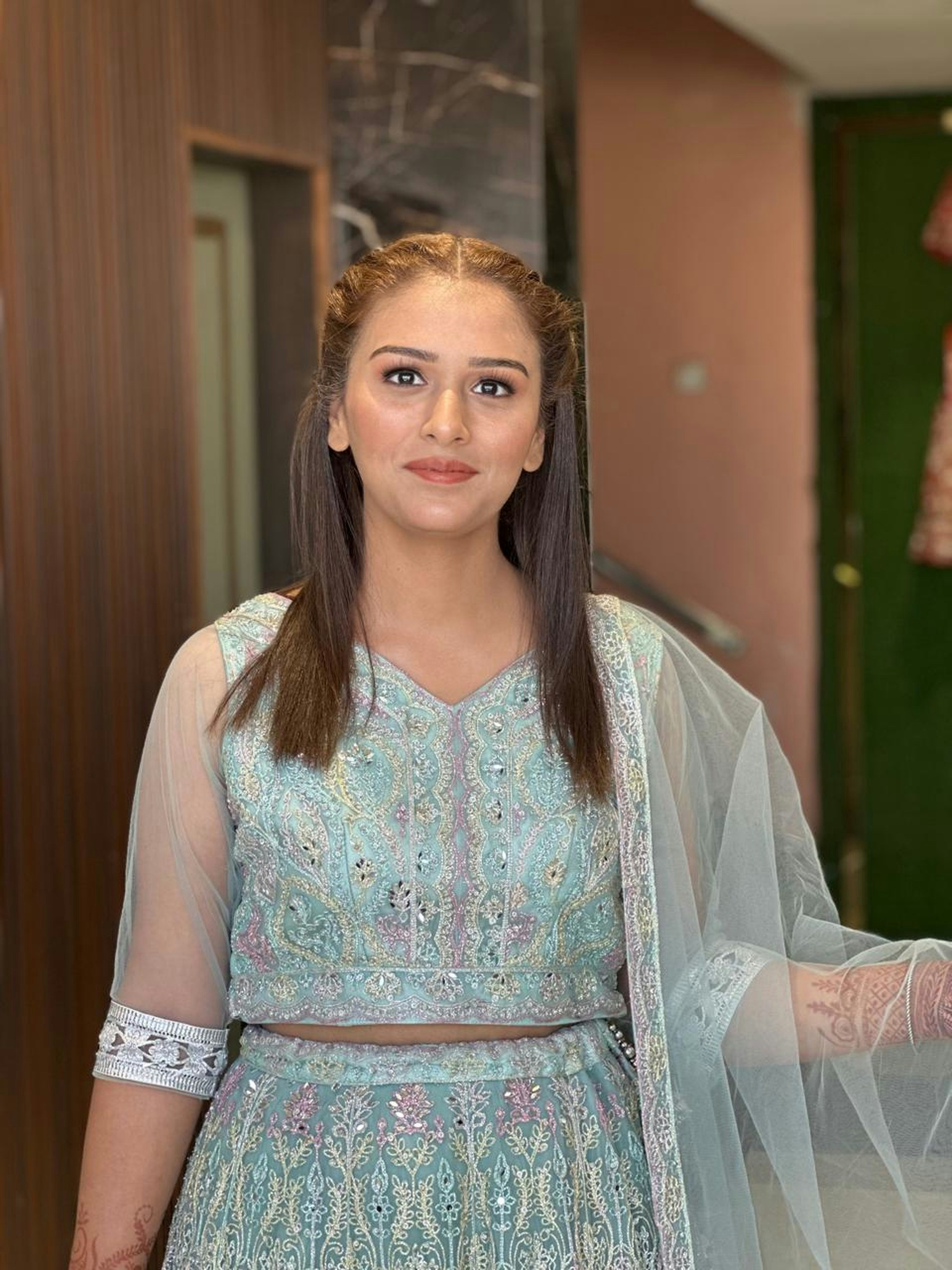 A woman in a light blue traditional indian outfit. photo – Free Image ...