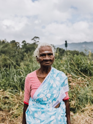 Elderly woman in traditional indian attire