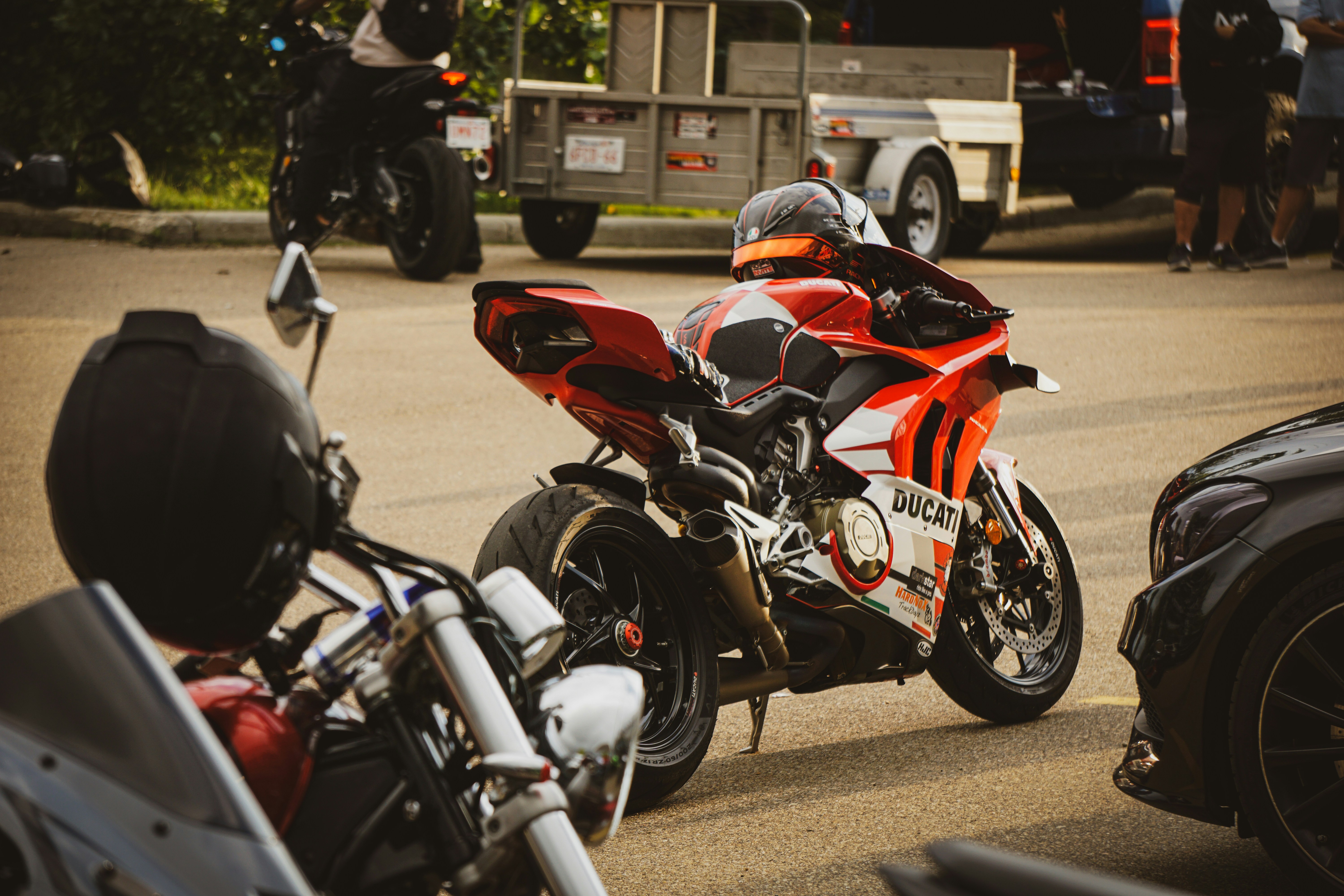 Motorcycle ready for flatbed transport