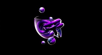 Purple liquid swirling inside a glass container with bubbles
