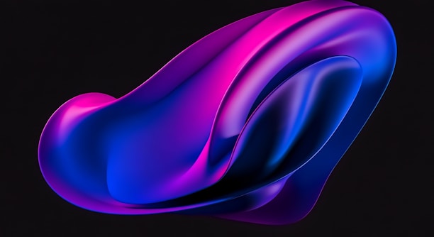Abstract swirling form with vibrant pink and blue hues