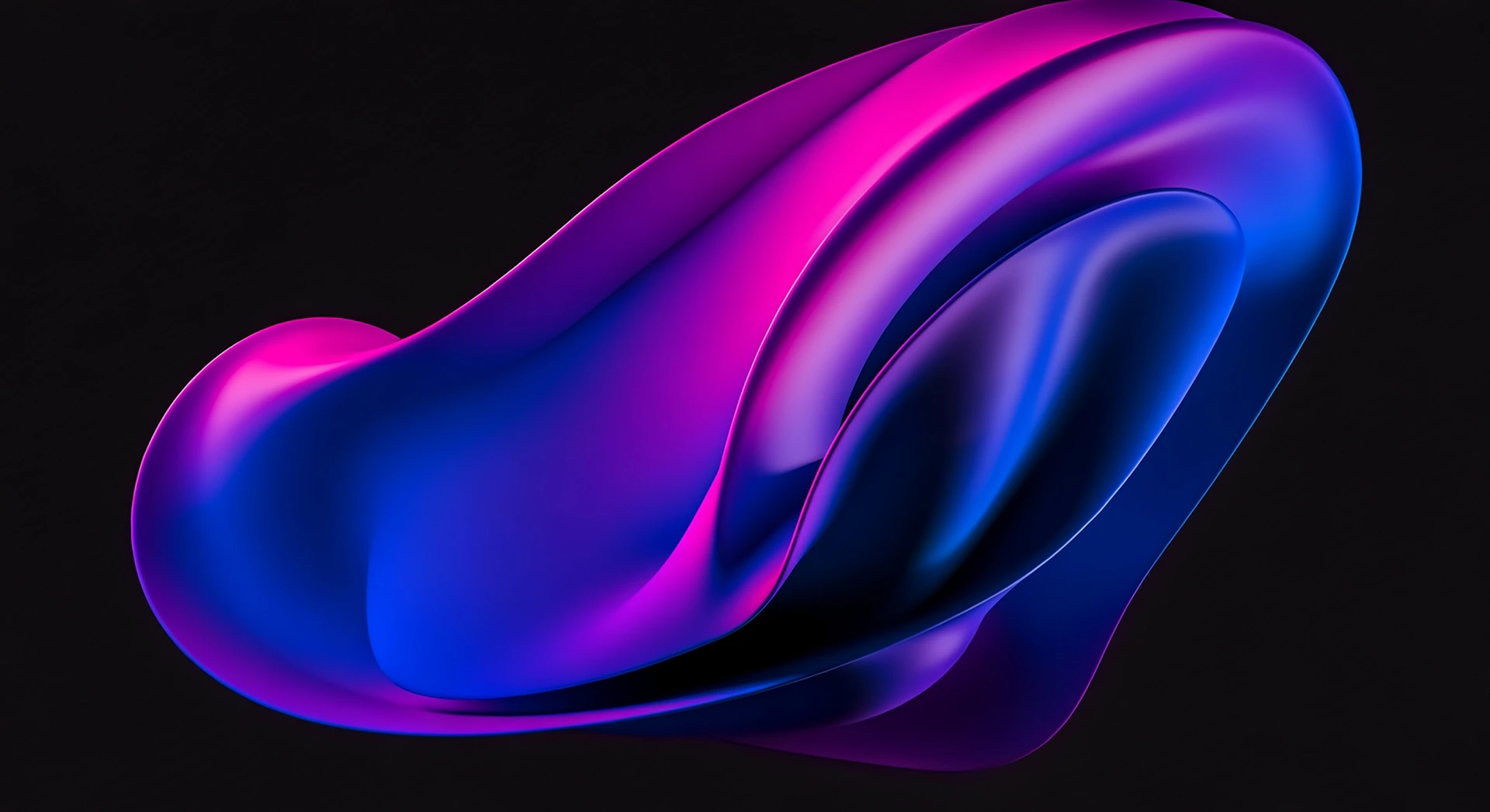Abstract swirling form with vibrant pink and blue hues
