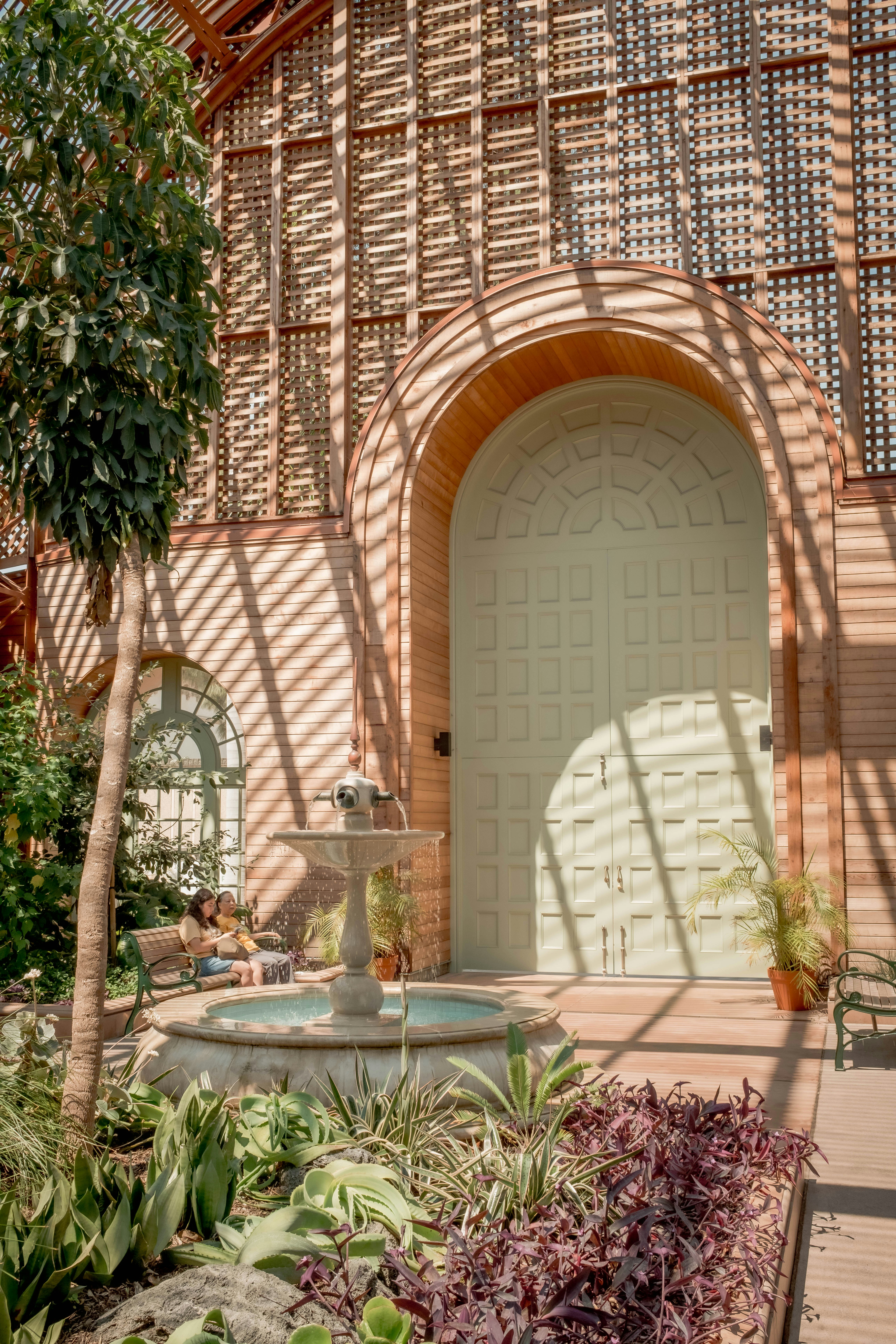 Interior courtyard with fountain and arched doorway