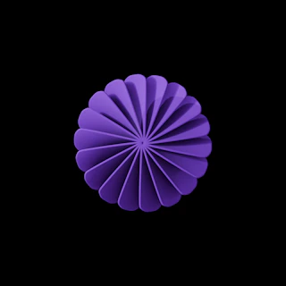A purple geometric shape on black background
