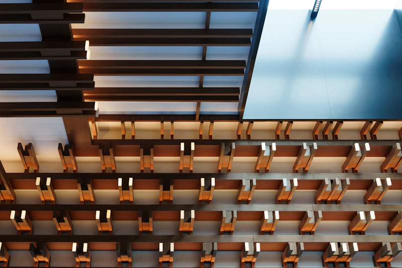 Bright commercial space with modern LED ceiling lighting design
