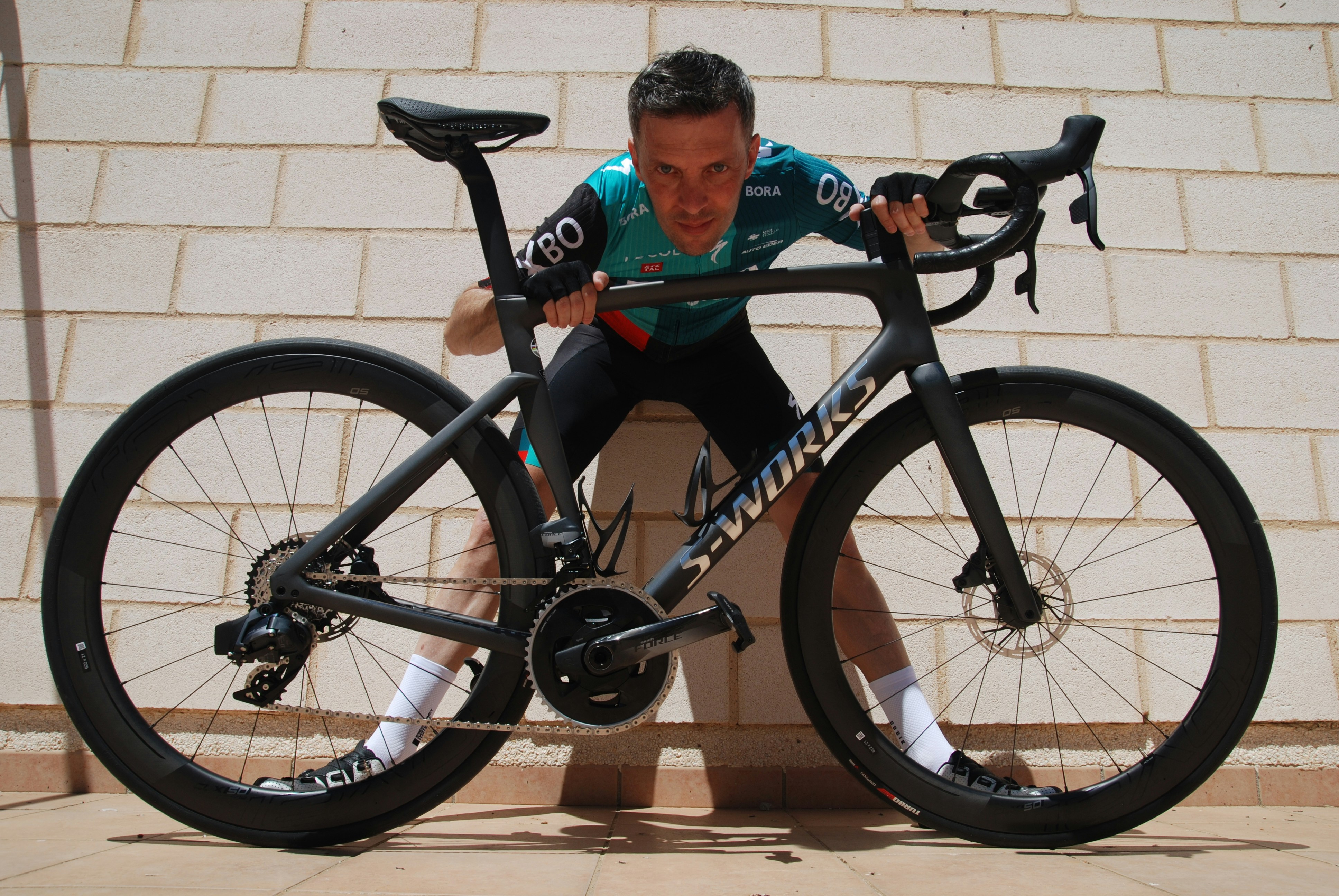 Cyclist with a modern road bike