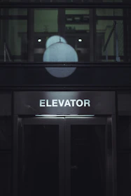 Elevator entrance with glowing lights above