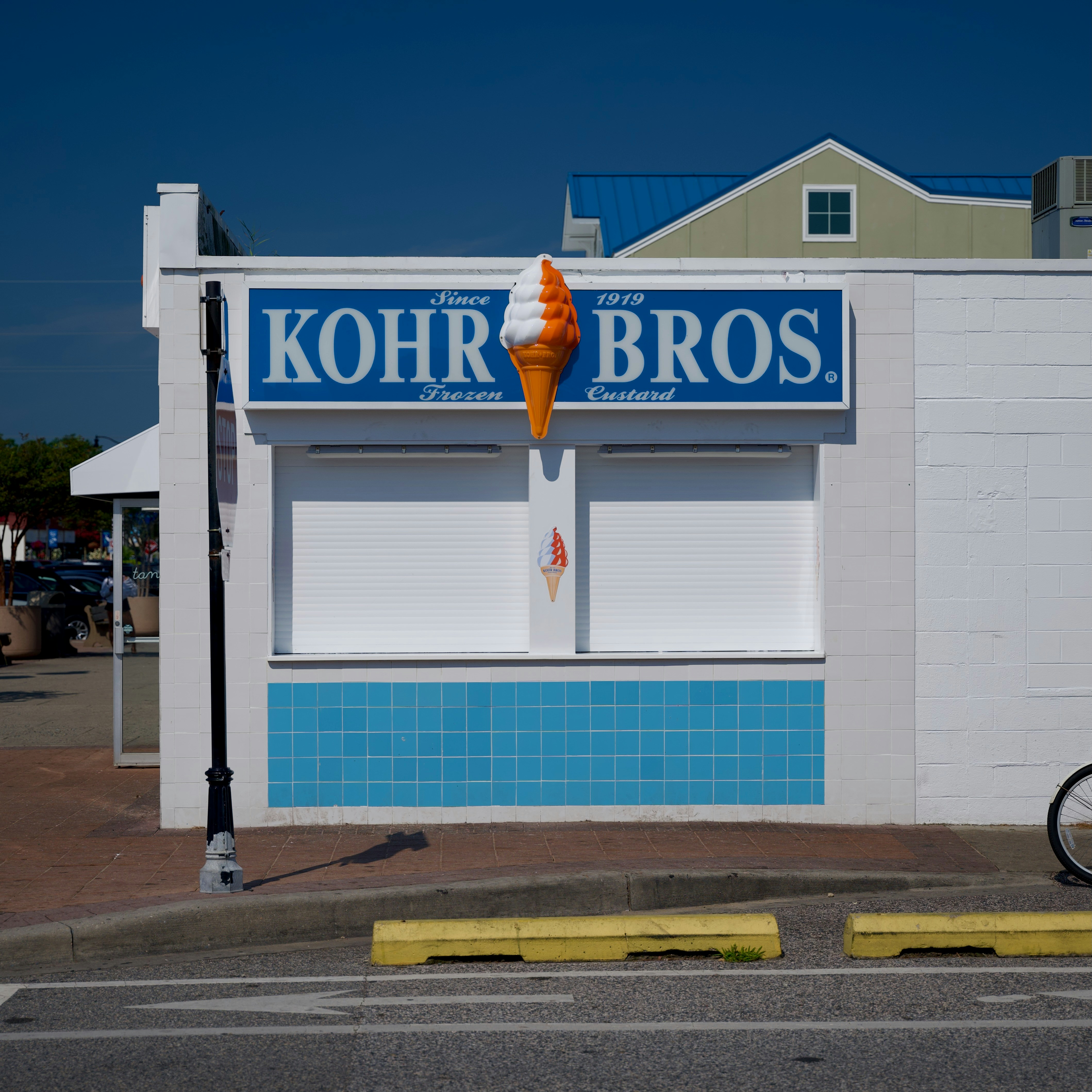 Kohr bros ice cream shop with orange cone