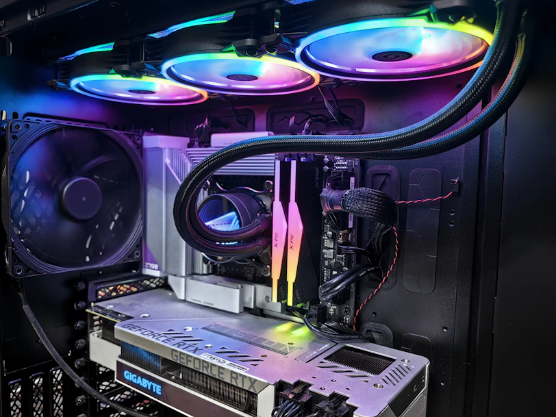 Computer components with colorful rgb lighting