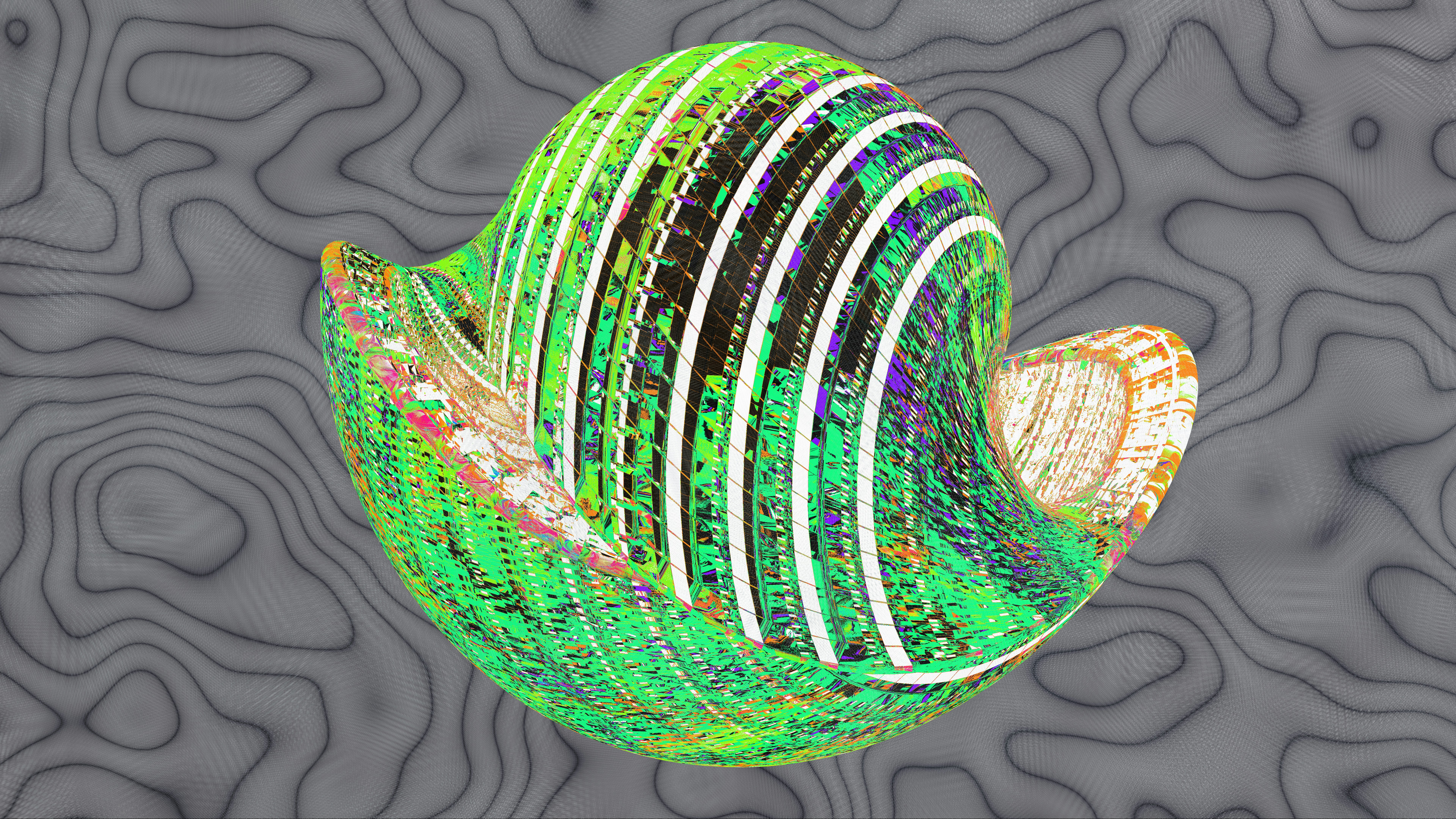 Abstract green and yellow swirl with dark background