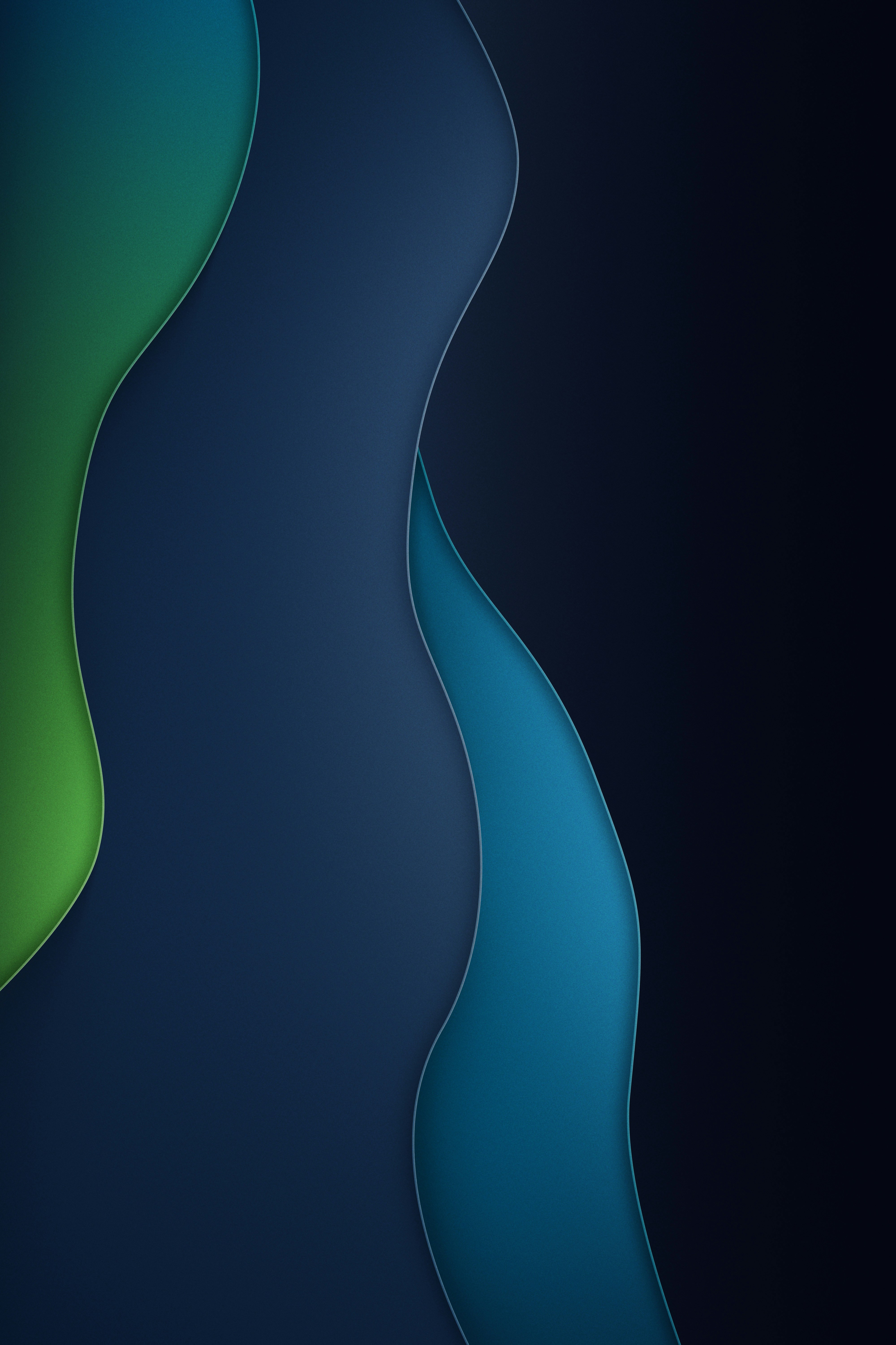 Abstract flowing shapes in shades of blue and green