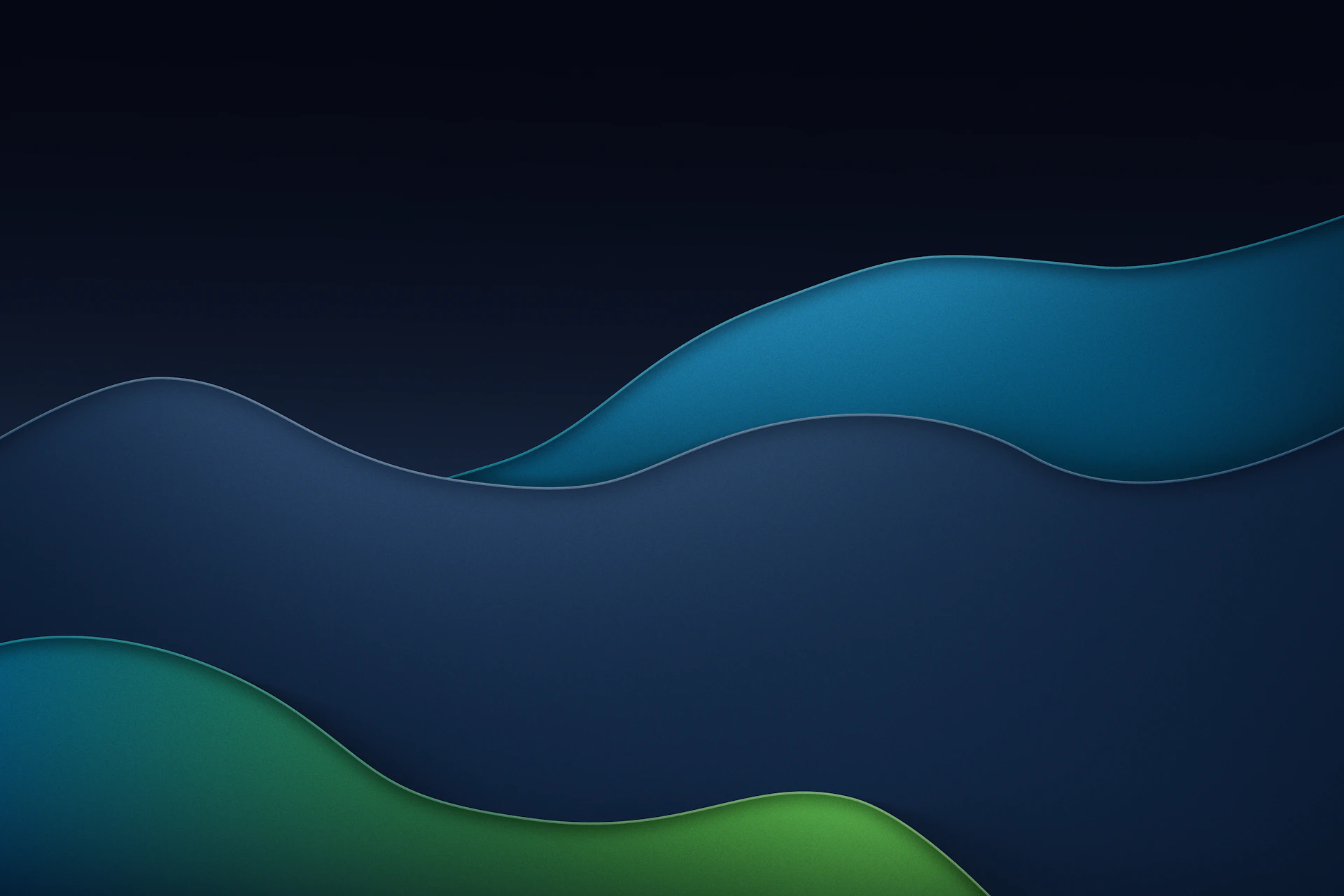 Abstract wavy shapes in dark blue and green