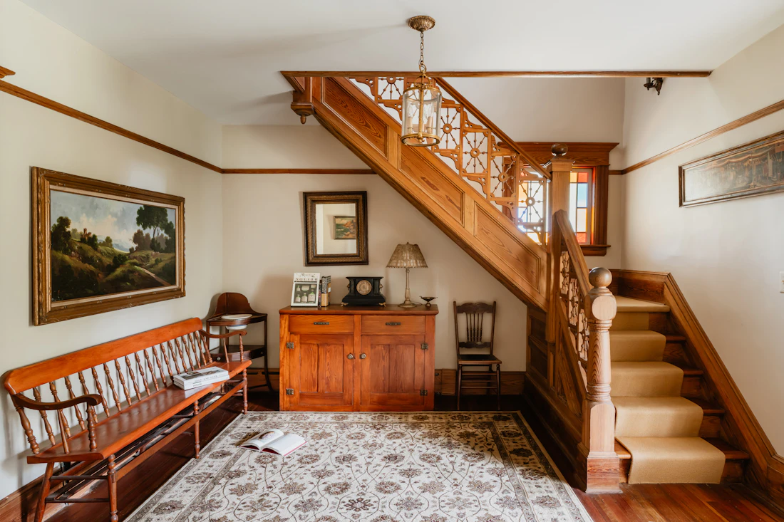 Flatweave stair runner in a London townhouse