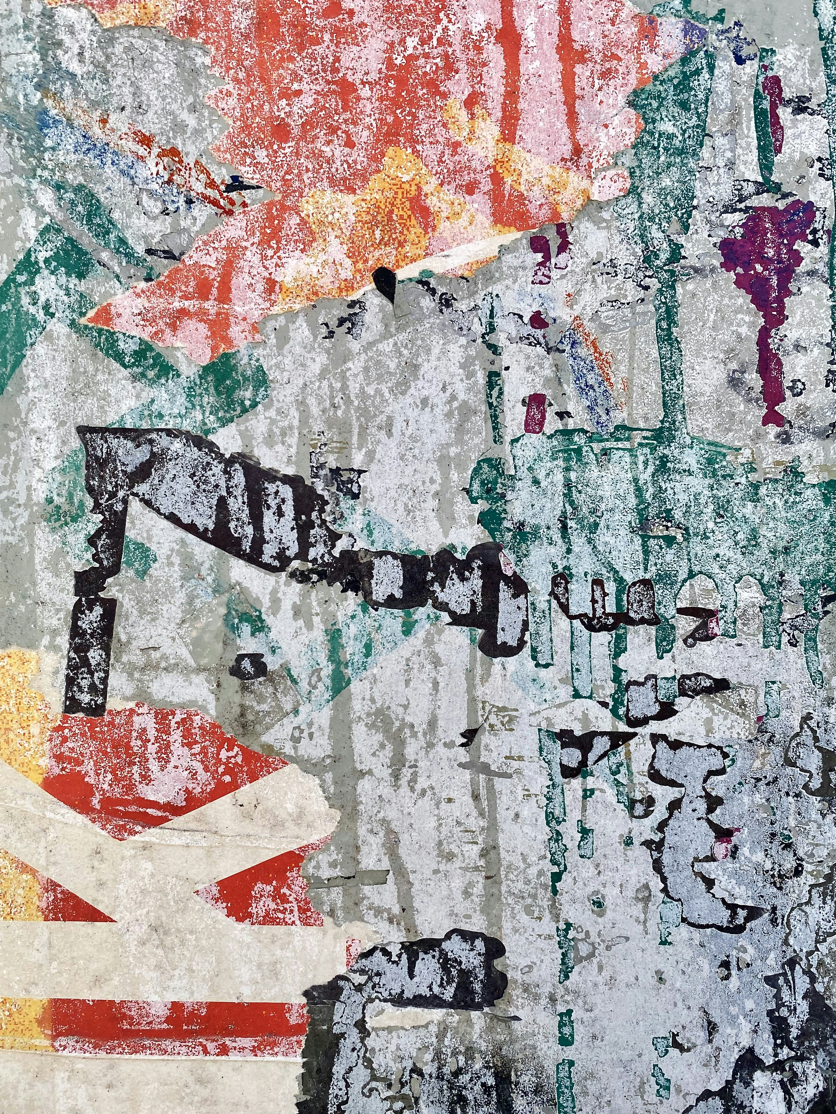 Abstract textured background with peeling paint and colors